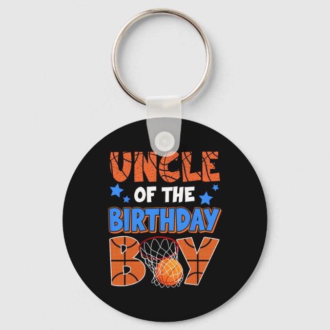 Sketll Uncle Of The Birthday Boy Family Matching  Key Ring (Front)