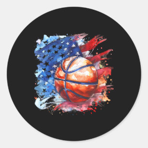 Sketll Usa Watercolor America Sketll Hoop Artwork Classic Round Sticker