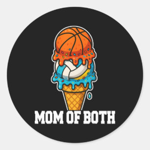 Sketll Volleyll Mom Ice Cream Drip Summer Game Day Classic Round Sticker