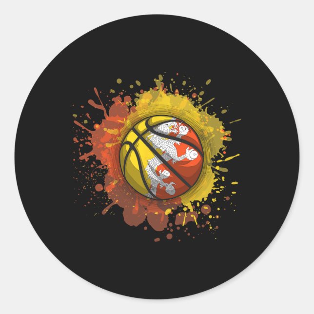 Sketll With Bhutan Flag  Classic Round Sticker (Front)