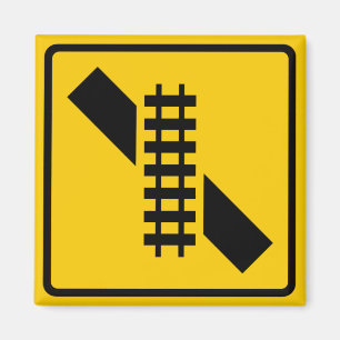 Skewed Rail Crossing Highway Sign Magnet