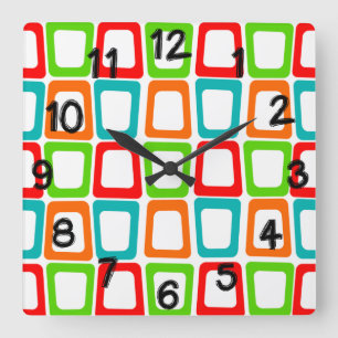 Skewed Rectangles Square Wall Clock