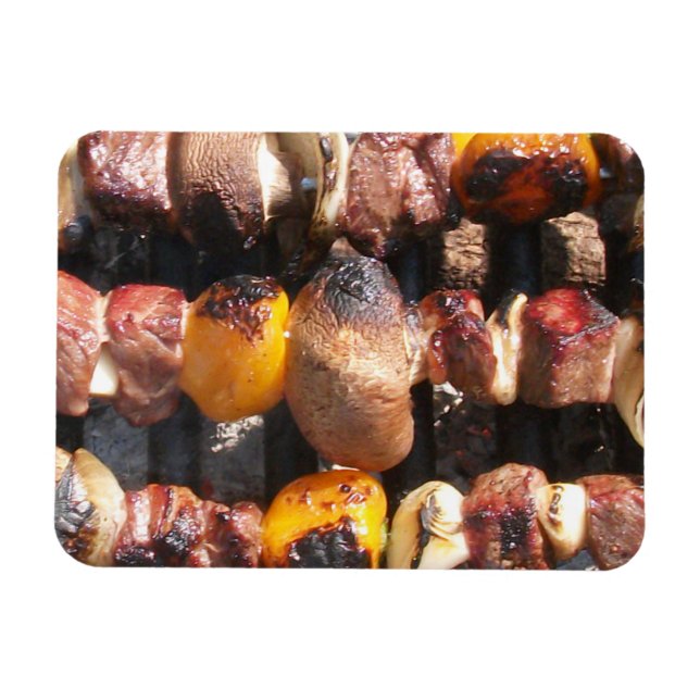 Skewered Kabobs on Barbecue Grill Magnet (Horizontal)