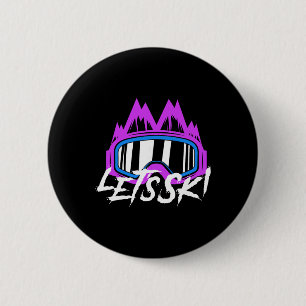 Ski 80s 90s Skiing 6 Cm Round Badge