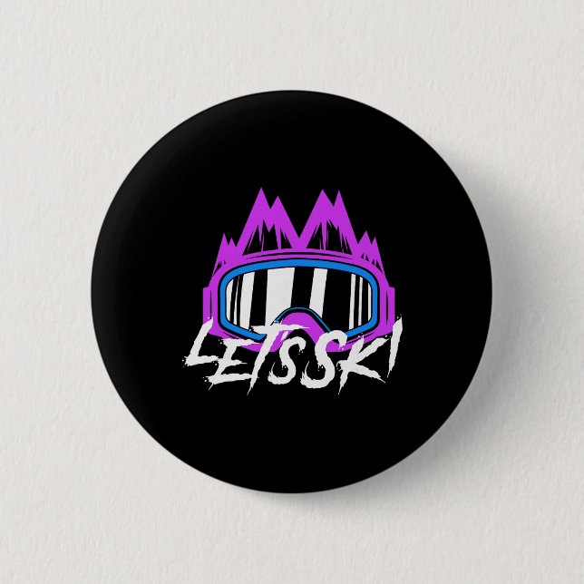 Ski 80s 90s Skiing  6 Cm Round Badge (Front)