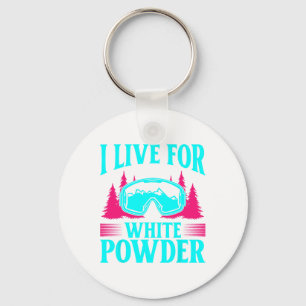 Ski 90s 80s Skiing Outfit I Live For White Powder Key Ring