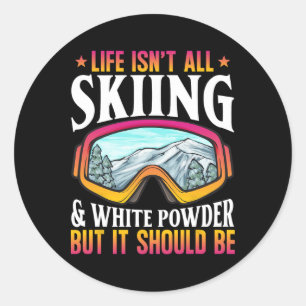 Ski 90s 80s Skiing Outfit Retro Skiing White Powde Classic Round Sticker