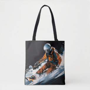 Ski Action Sport Painting Abstract Art Decor Tote Bag