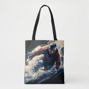 Ski Action Sport Painting Abstract Art Decor Tote Bag