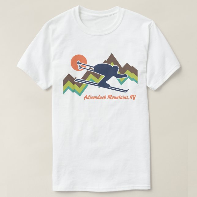 Ski Adirondack Mountains NY T-Shirt (Design Front)