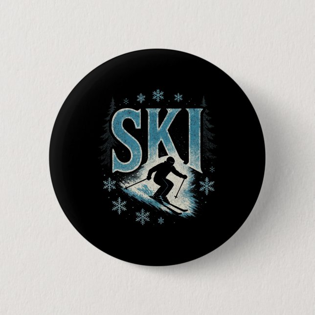 Ski - Alpine Downhill Racing Freestyle  6 Cm Round Badge (Front)
