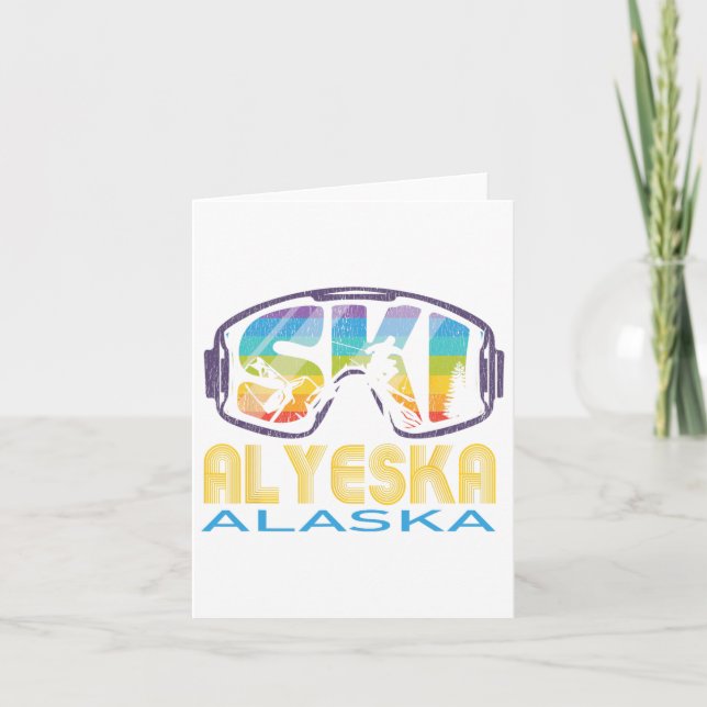 Ski Alyeska Alaska Skiing Vacation  Card (Front)