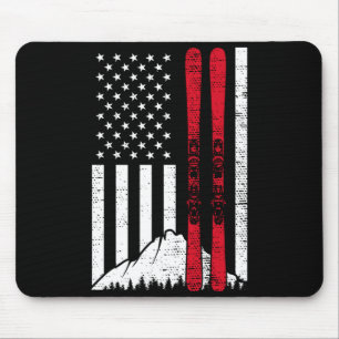 Ski american flag skiing patriotic skier 4th of mouse mat