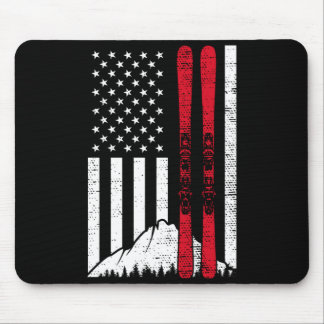 Ski american flag skiing patriotic skier 4th of mouse mat