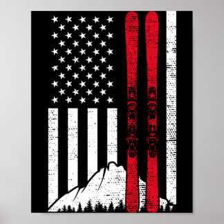 Ski american flag skiing patriotic skier 4th of poster