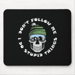 Ski And Snowboard Skull Funny Skier And Boarder Qu Mouse Mat