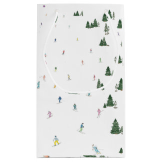 Ski and Snowboard watercolor print gift bag winter