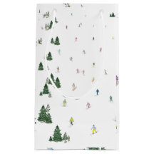 Ski and Snowboard watercolor print gift bag winter