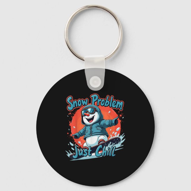 Ski And Snowboarding Funny Skier Snowboarder Snowm Key Ring (Front)