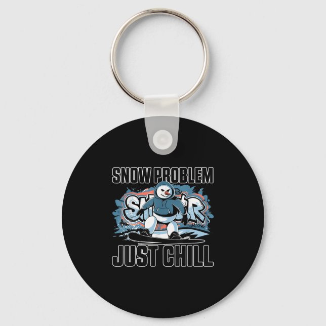 Ski And Snowboarding Funny Skier Snowboarder Snowm Key Ring (Front)