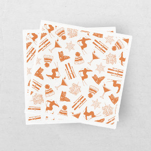 Ski Après Winter Bachelorette Party Orange Napkin