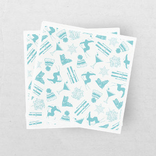 Ski Après Winter Bachelorette Party Turquoise Napkin