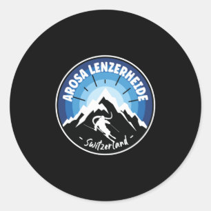 Ski Arosa Lenzerheide Switzerland Blue Classic Round Sticker