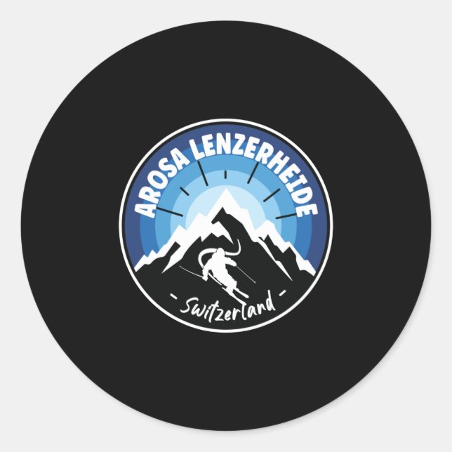 Ski Arosa Lenzerheide Switzerland Blue Classic Round Sticker (Front)