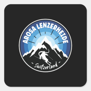 Ski Arosa Lenzerheide Switzerland Blue Square Sticker