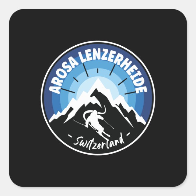 Ski Arosa Lenzerheide Switzerland Blue Square Sticker (Front)