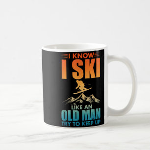 Ski art for grandpa men skiing nordic skier skiing coffee mug