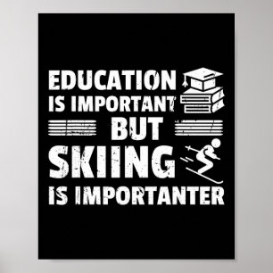 Ski Art For Men Women Kids Nordic Mountain Skiing Poster