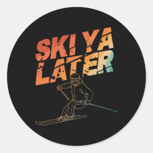 Ski Art For Men Women Snowboard Skiing Winter Snow Classic Round Sticker