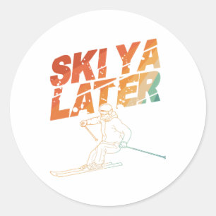Ski Art For Men Women Snowboard Skiing Winter Snow Classic Round Sticker