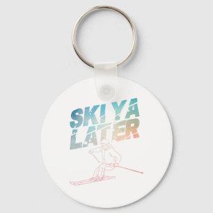 Ski Art For Men Women Snowboard Skiing Winter Snow Key Ring