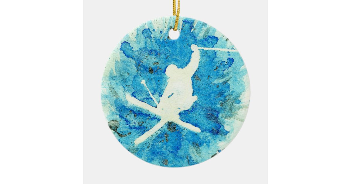 Ski art ornament Zazzle