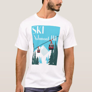 Ski Ashmont Hill Retro Ski Poster Style - White T-Shirt