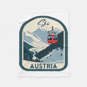 Ski Austria Retro Vintage Style Austrian Skiing Fleece Blanket