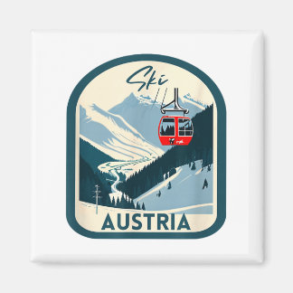 Ski austria retro vintage style austrian skiing magnet