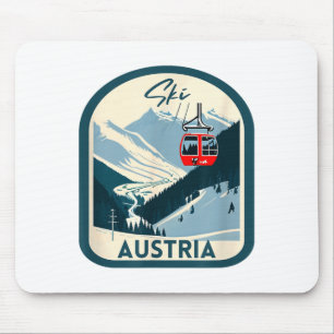 Ski austria retro vintage style austrian skiing mouse mat