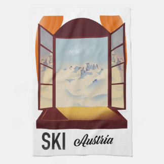 Ski Austria window travel poster. Tea Towel