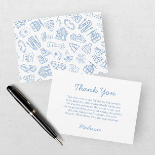 Ski Bachelorette Last Toast Blue Bachelorette Thank You Card