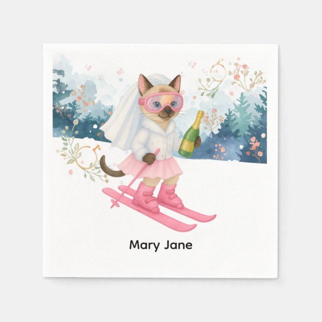 Ski Bachelorette Party Bride on the Slope  Napkins (Front)