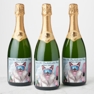 Ski Bachelorette Party Bride on the Slope Sparkling Wine Label