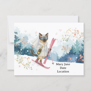Ski Bachelorette Party for cat lovers Postcard