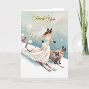 Ski Bachelorette Party for cat Lovers Thank You Card
