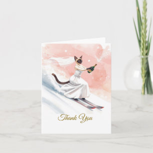 Ski Bachelorette Party for cat Lovers Thank You Card