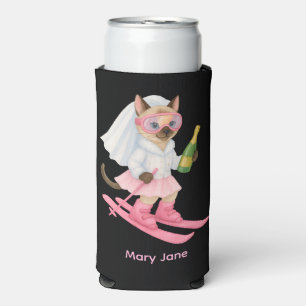 Ski Bachelorette Party Sticker Bride on the Slope Seltzer Can Cooler