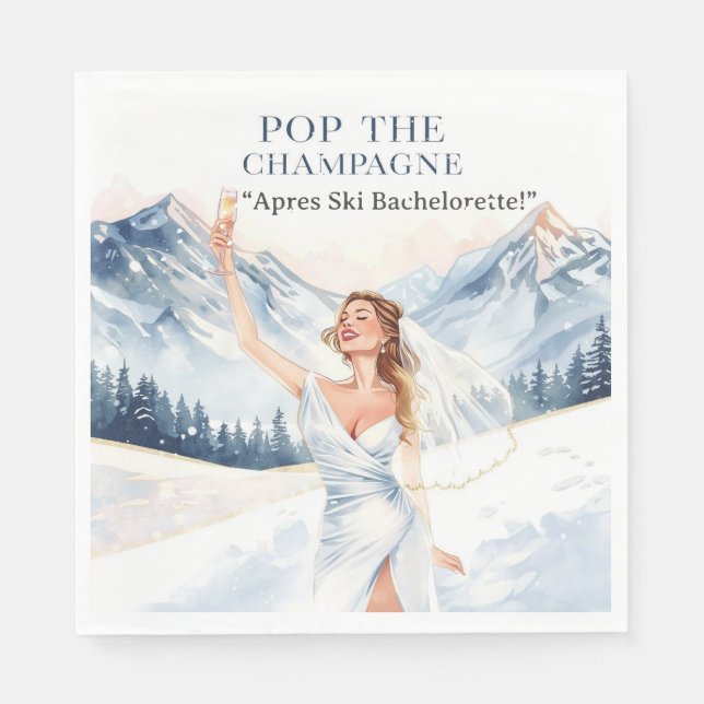 Ski Bachelorette Weekend Bride on the Slopes Napkin (Front)
