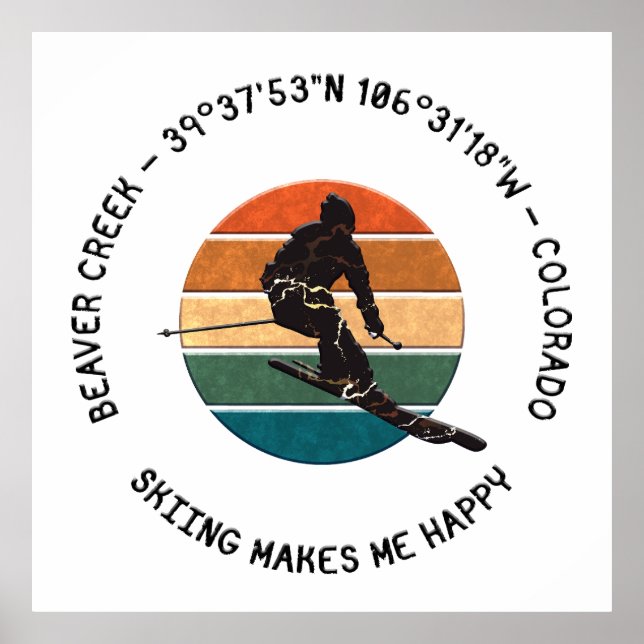Ski Beaver Creek, Colorado - Man Skier, Black Text Poster (Front)